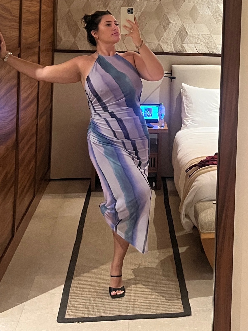 Zara Purple Striped Midi Dress - Picture 4 of 6
